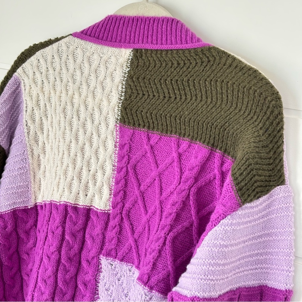 POL Women's Multicolor Purple Patchwork Crochet C… - image 9